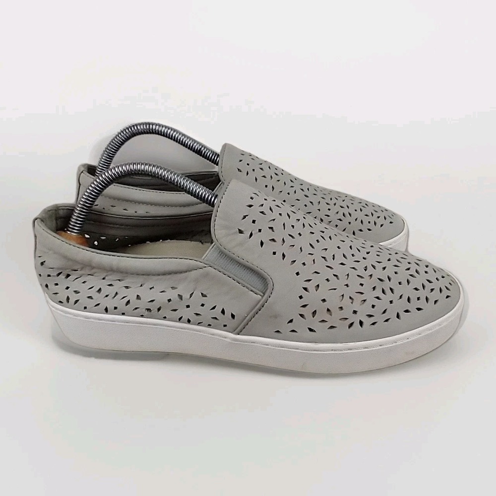 Vionic Midi Perf Grey Leather Womens 10 Perforated‎ Slip On Sneakers 356MIDIPERF